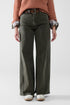 Q2 Extra wide leg Pants in olive green color