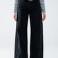 Q2 Extra wide leg trousers in black