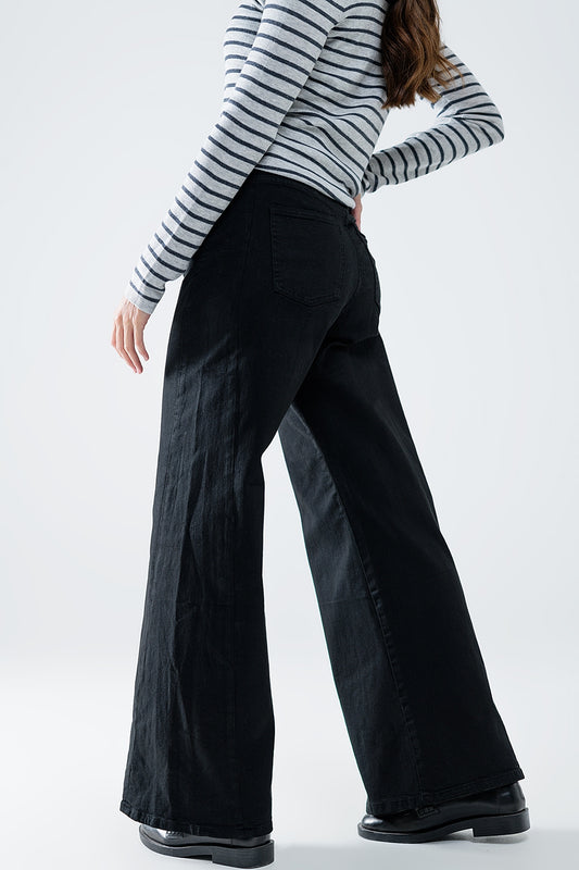 Extra wide leg trousers in black