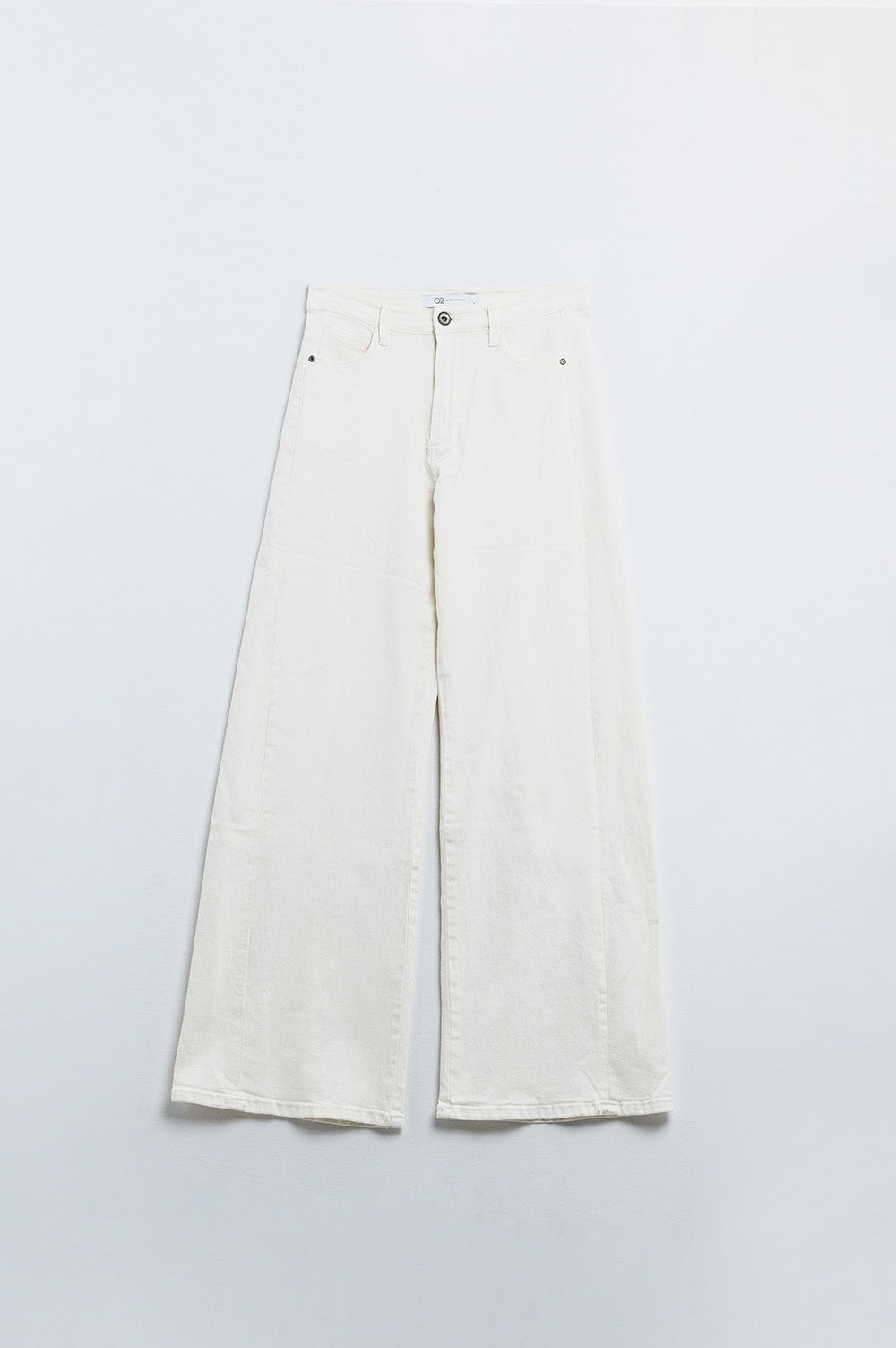 Extra wide leg trousers in cream color