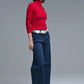 Extra wide leg trousers in navy
