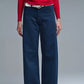 Q2 Extra wide leg trousers in navy