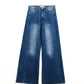 Extra wide leg washed denim with side seam