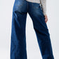 Extra wide leg washed denim with side seam