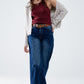 Extra wide leg washed denim with side seam