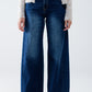 Q2 Extra wide leg washed denim with side seam