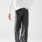 Faux leather pants with wide leg and pocket detail