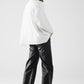 Faux leather pants with wide leg and pocket detail