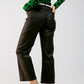 Faux leather wide leg trouser in black