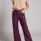 Faux leather wide leg trouser in chocolate brown