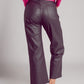 Faux leather wide leg trouser in grey