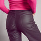 Faux leather wide leg trouser in grey