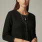 fine knit black cardigan with rhinestone detail