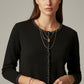 fine knit black cardigan with rhinestone detail