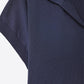 Fine Knit Polo-Style Short Sleeve Top in Navy