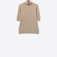 Q2 Fine knit sweater in beige with a high neck and elbow-length sleeves