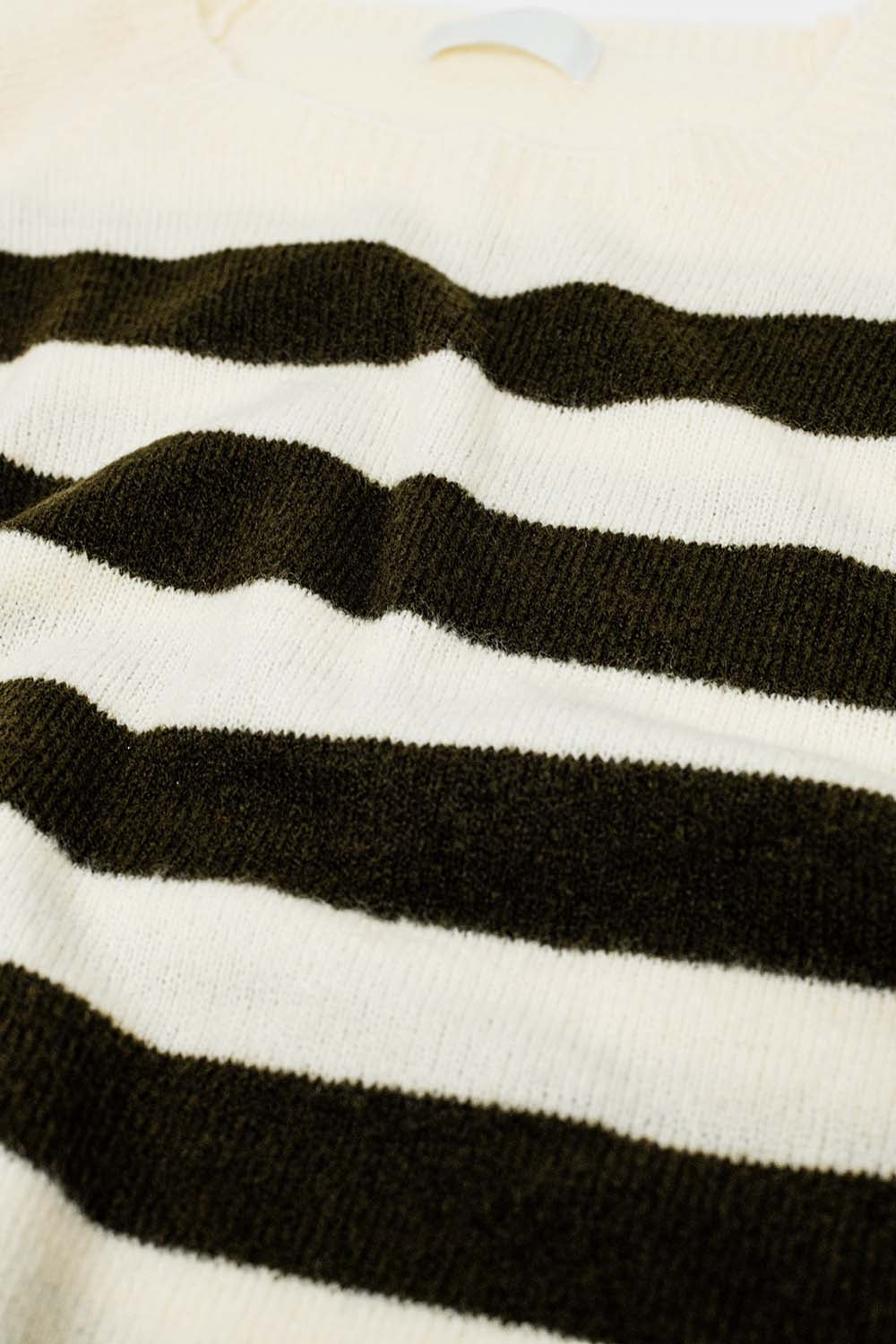 Fine knit sweater in beige with brown stripes