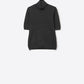 Q2 Fine knit sweater in black with a high neck and elbow-length sleeves