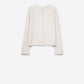 Q2 fine knit white cardigan with rhinestone detail