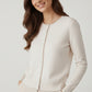 fine knit white cardigan with rhinestone detail