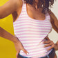 Q2 Fine Knitted Top in Pink and White Stripes