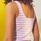 Fine Knitted Top in Pink and White Stripes