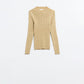 Q2 Fitted ribbed sweater in beige with silver thread detail