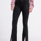 Q2 Flare black jeans with split hem