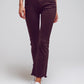 Flare jeans with raw hem edge in brown