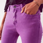 Flare jeans with raw hem edge in purple