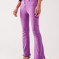 Flare jeans with raw hem edge in purple