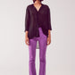 Flare jeans with raw hem edge in purple