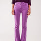 Flare jeans with raw hem edge in purple