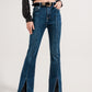 Flare jeans with split hem