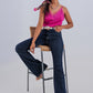 Q2 Flare sky high jeans in dark wash