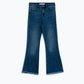 Flared Skinny Jeans With Raw Hem Edge In Mid Wash