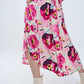 Floral printed buttoned shirt dress in fuchsia