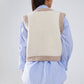 Flower Embroidered Knitted Vest in Ecru