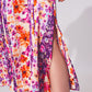 Flower Print Front Knot Maxi Dress in Multicolour