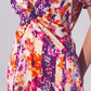 Flower Print Front Knot Maxi Dress in Multicolour