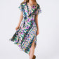 Q2 Flower Print Front Knot Maxi Dress in Purple and Green Multicolour