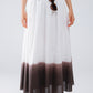 Q2 Flowy Drop Waist White Skirt With Brown Ombre Detail