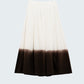 Flowy Drop Waist White Skirt With Brown Ombre Detail