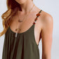 Flowy Khaki maxi Dress With Spaghetti Straps And Beaded Details