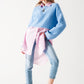 Fluffy cropped jumper in blue