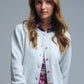 fluffy Gray Cardigan with Heart Buttons