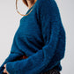 Fluffy knit jumper in blue