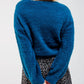 Fluffy knit jumper in blue