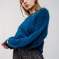 Fluffy knit jumper in blue