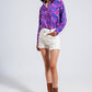 Fluid shirt in bright abstract purple